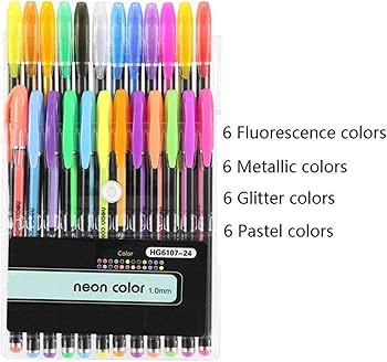 Qatalitic Set Of 24 Neon Gel Fine Point Pens Consisting